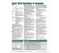 Microsoft Excel 2019 Functions & Formulas Quick Reference Card - Windows Version (4-page Cheat Sheet focusing on examples and context for ... functions and formulas - Laminated Guide)