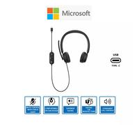 Microsoft Modern USB C Wired Headset Noise Reduction Mic Boom - Black
