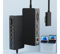 Microsoft Surface Dock Triple Display with Power Supply, 12-in-1 Surface Pro Docking Station Dual 4K HDMI + VGA for Surface Pro 9/8/X/7/6/5/4/3, Surface Laptop go/5/4/3/2/1, Surface Book 3/2/1