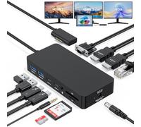 Microsoft Surface Dock Triple Displays Dual HDMI+VGA with Power Adapter,12 in 1 Surface Docking Station for Microsoft Surface Pro 12/11/10/9/8/X/7/6/5/4/3,Surface Laptop 7/6/5/4/3/2/1,Book Go