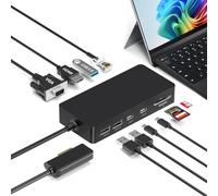 Microsoft Surface Docking Station, 11-in-1 4K@60Hz HDMI+VGA Dual Monitor Dock for Surface Pro 11/10/9/8/X/7/6/5/4, Surface Laptop 7-1, Book & Laptop | 72W Fast Charge, Ethernet, USB-C 5Gbps