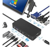 Microsoft Surface Docking Station Triple Displays Dual HDMI+VGA, 12 in 1 Surface Dock for Surface Pro 11/10/9/8/X/7/6/5/4/3, Surface Laptop 6/5/4/3/2/1, Surface Laptop Go 3/2/1, Surface Book 3/2/1