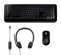 Microsoft Wireless Desktop 850 Keyboard & Mouse Combo + Microsoft Modern USB-C Wired Headset - Teams Certified, Noise-Reducing Mic, Comfortable Work & Home Office Bundle