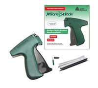 MicroStitch The Original Tagging Gun Kit - Includes Micro Stitch Tagging Tool, 1 Needle, 600 White Fasteners & 480 Black Fasteners (Starter Kit), Green