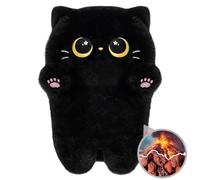Microwavable Black Cat Stuffed Animals Heating Pad - 50-Minute Lasting Warmth Volcanic Rock Rose Formula Designed for Perfect Fit Heatable Plush for Period Cramps Stress Relief Gift for Girls Women