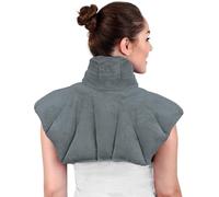Microwavable Heating Pad for Neck, Shoulders, and Back by Joy & Grace | 5 Lb Weighted Neck & Shoulder Wrap | Moist Heat Therapy Pack for Relaxation and Comfort | Soft Micro-Mink Cover | Unscented Gray
