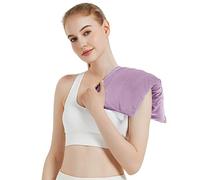Microwavable Heating Pad with Washable Cover, 8 x 18 Microwave Heating Pad for Neck and Shoulders, Moist Heat Bean Bag Warm Compress for Knee, Joints, Wrist, Abdomen (Purple)
