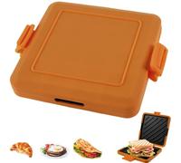 Microwavable Toastie Maker, Microwave Toasted Sandwich Maker Wireless Silicone Sandwich Grill Non-stick Coating & Rapid Heating Bread Baking Pan for Cooking Delicious Crispy Sandwiches (Orange)