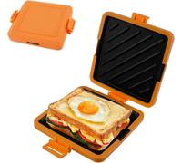 Microwavable Toastie Maker Microwave Toastie Sandwich Maker Wireless Silicone Microwaveable Cookware Non-stick Plates & Heatwave Technology Baking Pan for Cooking Delicious Crispy Sandwiches (Orange)