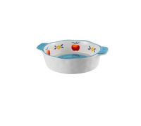 Microwave 1000ML 1000ML Double Ear Ceramic Circular Oven with Baking Plate, Cheese Baked Rice Salad, Deep Mouth Plate for Wedding Gift(Blue)