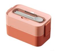 Microwave and Dishwasher Safe Leakproof 2 Layer Lunch Box for Adults, Stackable Design with Silicone Gaskets and Buckles, Complete Meal Container with Fork and Spoon (Pink)