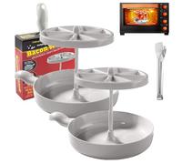 Microwave Bacon Cooker, Bacon Wizard Microwave Crispy Bacon Maker, Microwave Bacon Tray, Bacon Rack for Microwave Cooking, Bacon Cooker for Microwave Oven, Microwave Barbecue Grill Easy Clean (2Pcs)