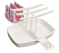 Microwave Bacon Rack Hanger, Cooker Tray Bacon Crisper, Non Toxic & Healthy, Easy Clean, White