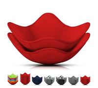 Microwave Bowl Holder 2-Pack - Keeps Hands Cool & Food Warm for Soup, Ramen, Noodles, Oatmeal, Rice & Reheats - Reusable Microfiber Bowl Cozy Fits 6.5" Bowls & 7.1" Plates for Hot & Cold Dishes (Red)