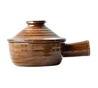 Microwave Cooker 300ml - Crude Pottery Microwave Pot with Lid & Handle, Dishwasher Safe Stoneware for Single Person