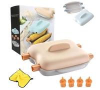 Microwave Corn Steamer with Lid, Microwave Corn On The Cob Cooker Set for Dishwasher Safe, Portable 2 Corns Cobs Steaming Tool with Handle for Delicious Dorm Small Dorm, Kitchen, PP (Orange)