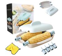 Microwave Corn Steamer with Lid, Microwave Corn On The Cob Cooker Set for Dishwasher Safe, Portable 2 Corns Cobs Steaming Tool with Handle for Delicious Dorm Small Dorm, Kitchen, PP (Blue)
