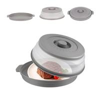 Microwave Cover for Food - Large Foldable Ventilated Splatter Guard with Anti-Scald Base Mat, Family-Size 10.7-Inch 2-in-1 Design, Portable Kitchen Gadget & Practical Microwave Plate Cover