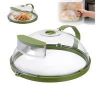 Microwave Cover with Water Steamer - Splash Proof Food Cover for Microwave, Dishwasher Safe, Retains Moisture for Rice, Vegetables, Bacon (1PCS)