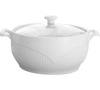 Microwave & Dishwasher Safe Ceramic Soup Tureen, Round White Casserole Pot With Lid, Versatile Earthenware Cookware For Stews, Soups, And Baking 9inch