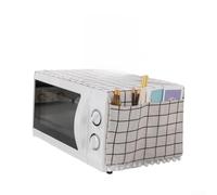 Microwave Dust Cover Polyester Cotton Grey Trapezoid(White checkered)