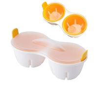 Microwave Egg Boiler Cooker | 2-Cavity Dining Steamer - Nonstick Poached Egg Maker with Lid Heat Resistant Kitchen Gadget for Microwave