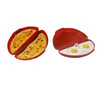 Dependable Industries inc. Essentials Microwaveable Microwave Omelet Pan and 2 Cavity Egg Poacher Set BPA Free Plastic Quick Egg Maker