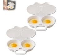 Microwave Egg Poacher,2 Cavity Nonstick Poached Egg Maker With Lid，2PCS-A | Microwave Egg Poacher With Lid & Handle, Double Cup Egg Cooker Maker For Home Breakfast, Kitchen Gadgets