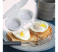 Microwave Egg Poacher 2 Cavity Poached Egg Maker,Nonstick Poached Egg Maker With Lid,Double Drain Poached Egg Cups for Quick Poached Eggs Egg Steamer Kitchen Gadget