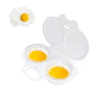 Microwave Egg Poacher 2 Cavity Polypropylene Boile Egg Poacher Cups,Reusable Poached Round Double Cups Nonstick Poached Egg Cooker Moulds with Lid,Microwave Omelette Maker for Home Kitchen,Camp,White