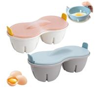 Microwave Egg Poacher, 2 Pcs BPA-Free Egg Poacher Microwave, Microwavable Poached Eggs Maker Cooker with Lid and Removable Tray(Yellow, Blue)