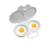 Microwave Egg Poacher, Double-Cup Poached Egg Maker, Food-Grade Polypropylene, Includes Lid & Handle, White - Quick & Easy Breakfast Steamer