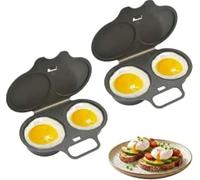 Microwave Egg Poacher, Egg Poachers with Lid & Handle | Microwave Egg Boiler Poacher, Reusable Nonstick Poached Egg Maker, Quick Oil-Free Cooking For Home Breakfast A-Gray 2pcs