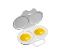 Microwave Egg Poacher, Reusable Poached Egg Maker Microwave Egg Cooker, Egg Poacher Cups, 2 Cavity Nonstick Poached Egg Maker with Lid,Double Cups Egg Boiler for Home Kitchen Gadgets,White (1 Pcs)
