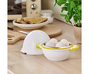 Microwave Egg Pod - Dishwasher Safe Egg Boiler Cooking Tool with Lockable Lid & Vent - Cooks Up To 4 Eggs & Detaches Shell, Measures H15 x W18.5cm