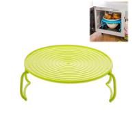 Microwave Folding Tray 2 in 1 Plate Dish Steaming Rack Microwave Plate Stacker for Heating Food for Bacon Frozen Snacks Cooking Supplies Dish Storage Shelf Foldable Baking Rack (Green)