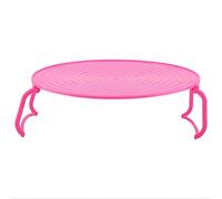 Microwave Folding Tray Foldable Microwave Plate Stacker Round Steaming Rack Microwave Stacker Baking Oven Tray Microwave Rack for Bacon Frozen Snacks Cooking Supplies (Pink)