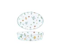 Microwave Glass Baking Dish Baking Rice Bowl High Borosilicate Plate Double Ear Dinner Plate Steam Plate Salad Bowl Baking Baking Bowl for Wedding Gift(1400ml)