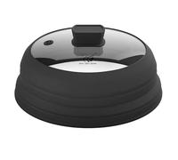 Microwave Glass Splashproof Lid with Collapsible Silicone Lid for Food Lid Black 10.5"