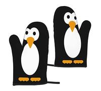 Microwave gloves 2-piece sets Cute Penguin Oven Gloves and Pot Holder for BBQ Cooking Baking Grilling Microwave Spring Summer