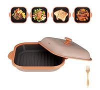 Microwave Grill Pan with Cover | Microwave Bacon Cooker | Griller & Crisper Pan for Grilling, Frying, Browning and Crisping | Microwave Cookware for Grill Meat | Dishwasher Safe for Dorms,Office,RV