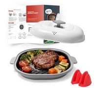 Microwave Grill Pan with Lid,Microwave Pan with Non-Stick Plates, Microwave Bacon Cooker for Grilling,and Roasting, Perfect for Potatoes,Bacon,Steaks,and Chicken,Quick and Easy Cleanup (Grey)
