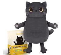 Microwave Heating Pad for Cramps Pain Relief, 16 * 12'' Hot Compress Pack Microwavable for Back, Neck Shoulder, Muscles, Knee, Joints, Cute Period Menstrual Heat pad for Cramps - Grey Cat