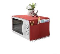 Microwave Oven Dustproof Cover, 30x90 cm Polyester Cotton Christmas Dust Cover Kitchen Appliance Cover with Side Storage Pockets(Light red)