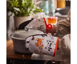 Microwave Oven Mitts - Pair Ulster Weavers Dog Days 100% Cotton Grey