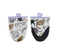 Microwave Oven Mitts - Pair Ulster Weavers Feline Friends 100% Cotton Grey