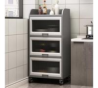 Microwave Oven Rack with Rolling Wheels - Wood Kitchen Storage Cabinet Freestanding Kitchen Island & Buffet Sideboard with Flip Door for Easy Access to Dishes and Utens