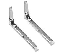 Microwave Oven Shelf, 2Pcs Kitchen Stainless Steel Microwave Oven Bracket Sturdy Foldable Stretch Wall Mount Microwave Rack Shelf for Home Kitchen Accessories, Silver