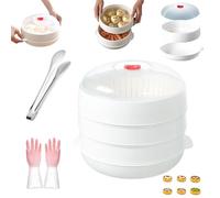 Microwave Oven Steamer, 2025 Upgraded Multifunctional Microwave Vegetable Steamer with a Transparent Lid and Tray,Kitchen Cooking Steamers for Cooking Dumplings, Vegetable (Three-layer,2PCS)