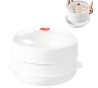 Microwave Oven Steamer Basket Container, 2 Layer High Temperature Food Cooker, Vegetable Dumpling Fish Pasta Steamers for Health Cooking, Removal Baskets with Transparent Lid in Kitchen